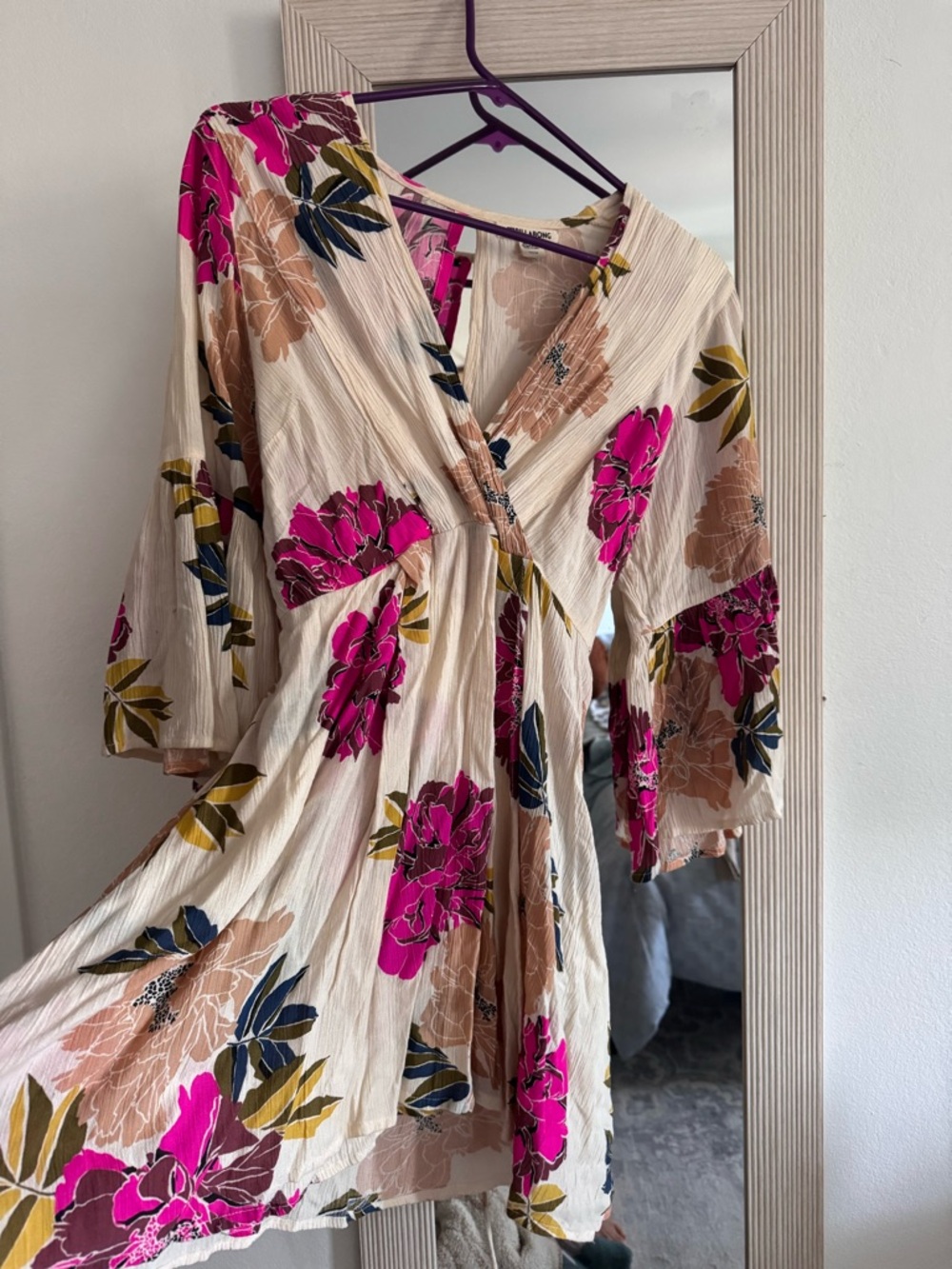 Billabong Summer Mini Dress with Magenta Floral Print